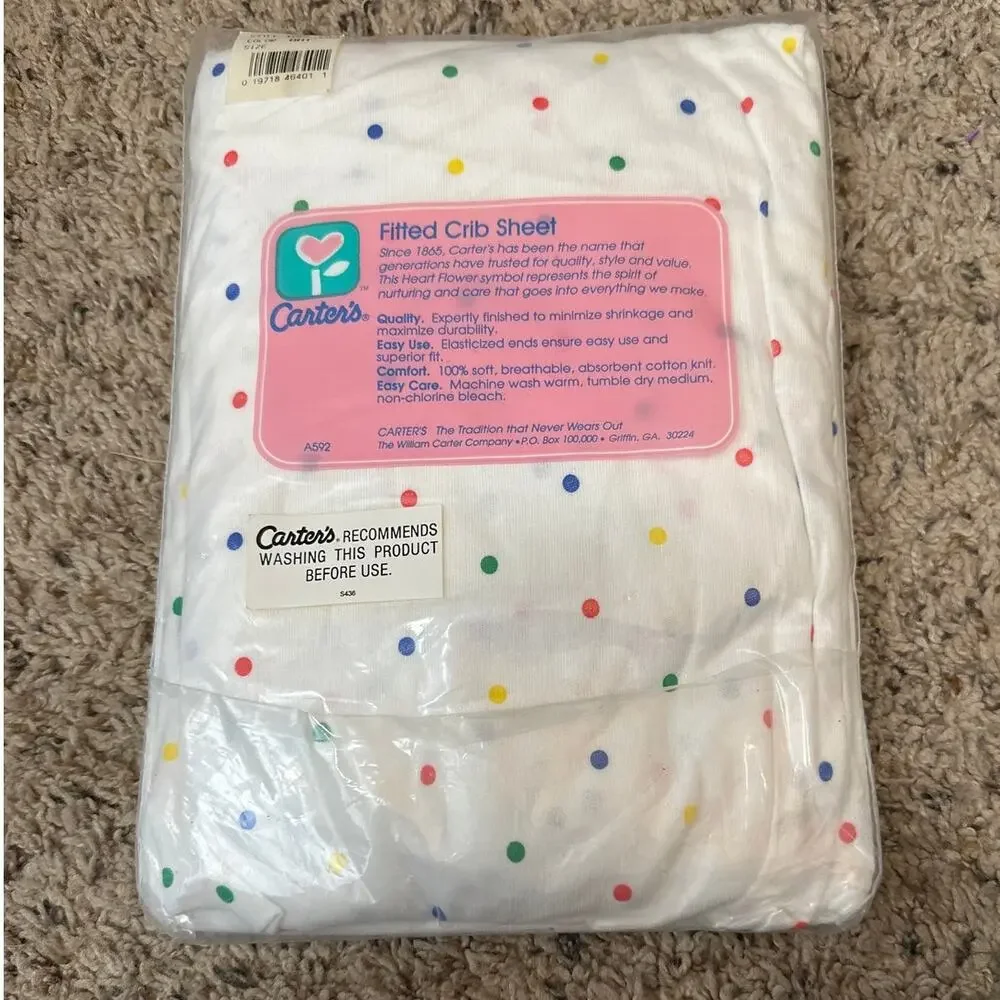Vintage Carter's Polka Dot Fitted Crib Sheet New in Package 26